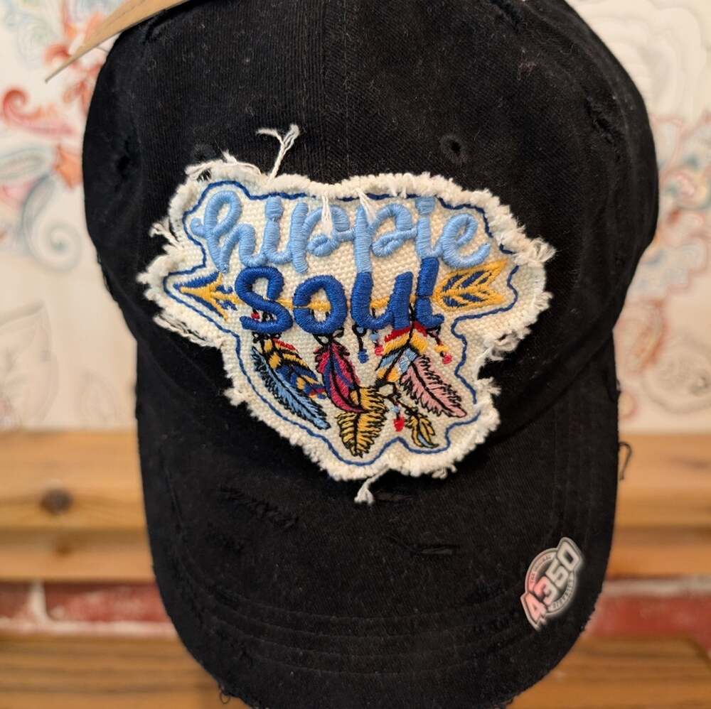Baseball Cap "Hippie Soul" Listed On The Front By Soul Distressed Baseball Cap